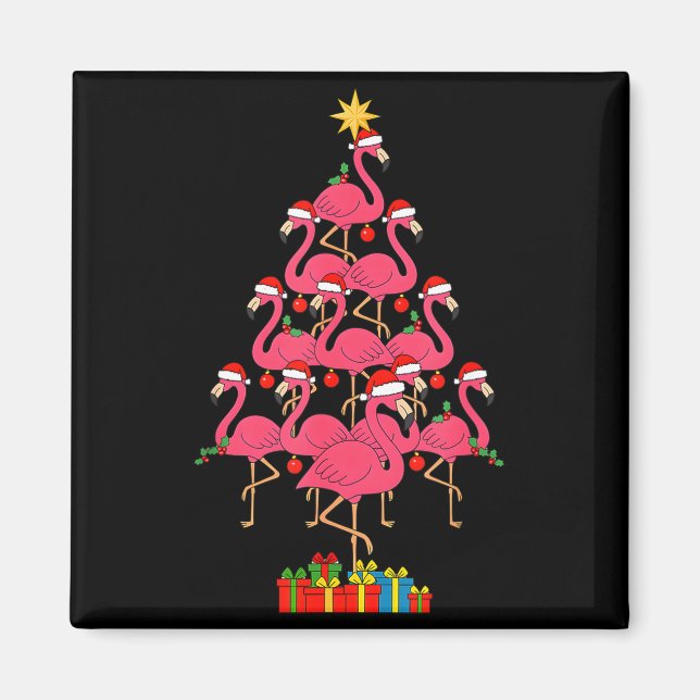 Funny Christmas Nk Flamingo Tree Holiday Bird Love Magnet (Vorne)