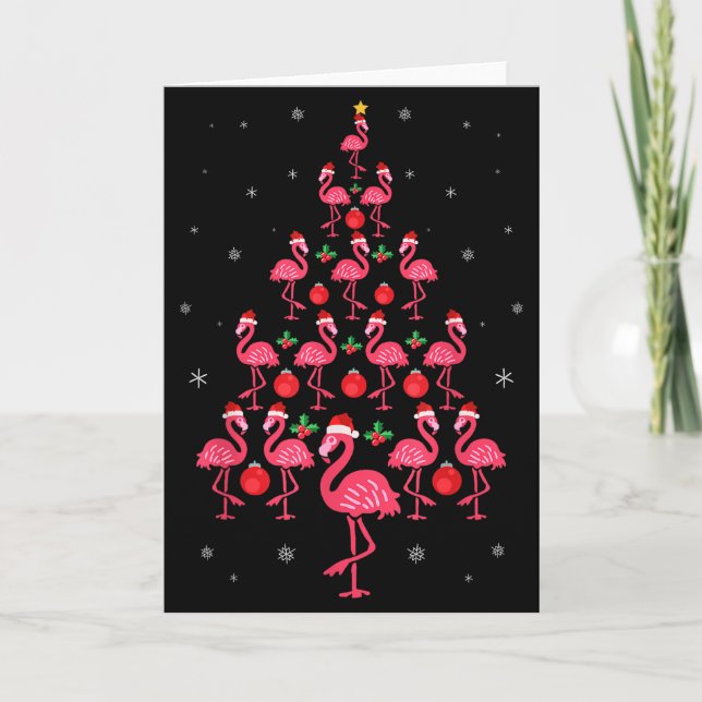 Funny Christmas Nk Flamingo Tree Holiday Gift Bird Karte (Vorderseite)