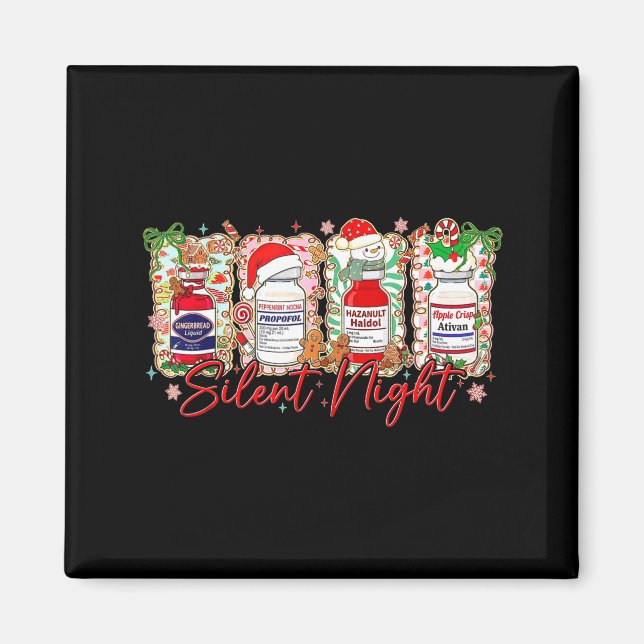Funny Christmas Nurse Silent Night Medical Humor  Magnet (Vorne)