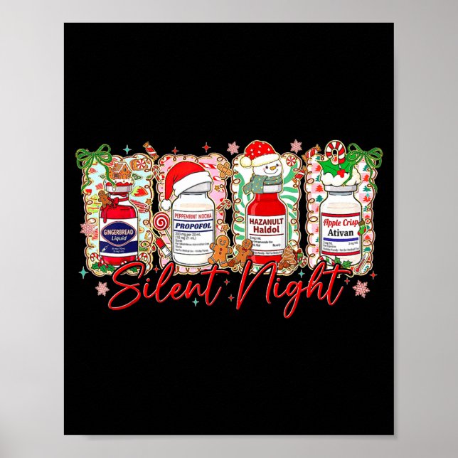 Funny Christmas Nurse Silent Night Medical Humor  Poster (Vorne)