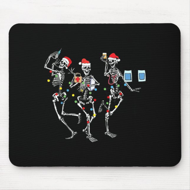 Funny Christmas Nurse Skeleton Nurse Dance Stethos Mousepad (Vorne)
