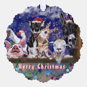 Funny Christmas Ornament Card Happy Animal Party Karte