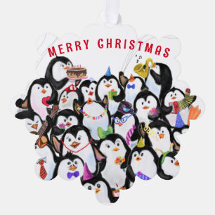 Funny Christmas Ornament Card Happy Pinguins Party Karte
