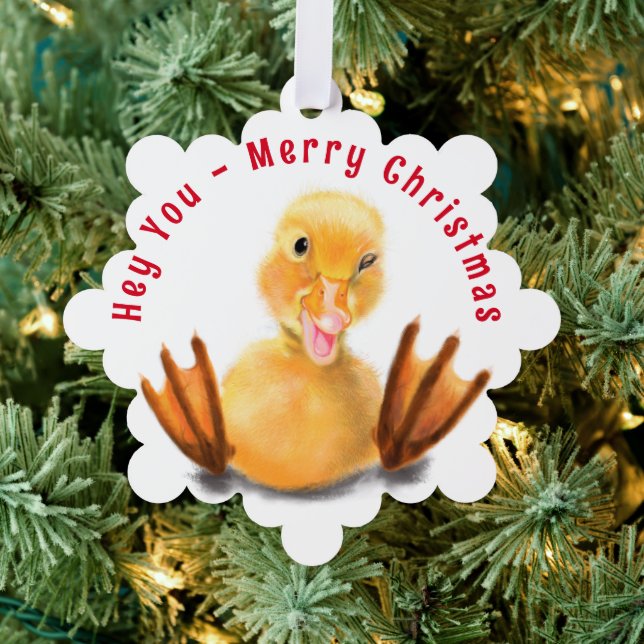 Funny Christmas Ornament Card Happy Playful Duck (Insitu (Baum))
