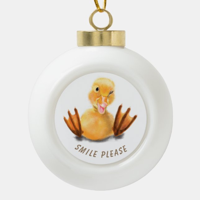 Funny Christmas Ornament Happy Duck - Custom Text (Vorderseite)
