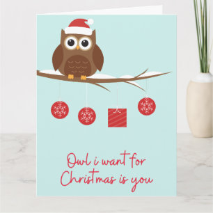 Funny Christmas Owl Karte