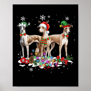 Funny Christmas Pajama Dog Whippet Dog Poster