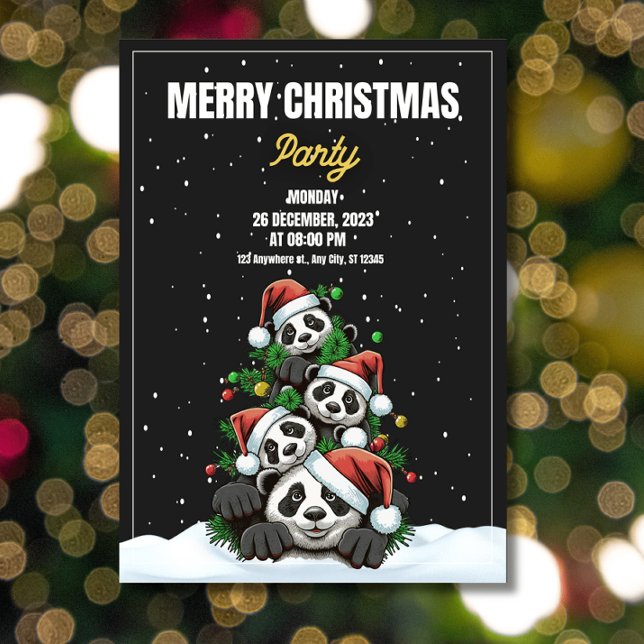 Funny Christmas Party Einladung ,Panda Weihnachten (Von Creator hochgeladen)