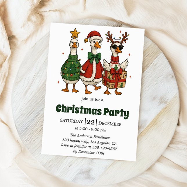 Funny Christmas Party Invitation | Festive Ducks   Einladung (Von Creator hochgeladen)