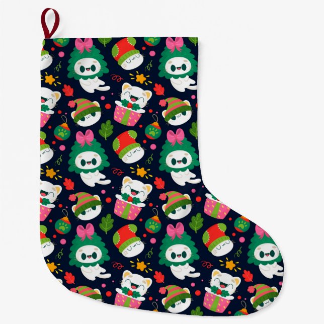 Funny Christmas Pattern Großer Weihnachtsstrumpf (Vorderseite)