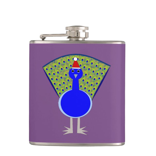 Funny Christmas Peacock Flachmann (Vorderseite)