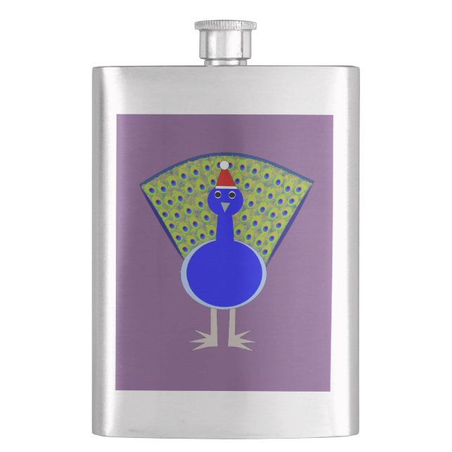 Funny Christmas Peacock Flachmann (Vorderseite)