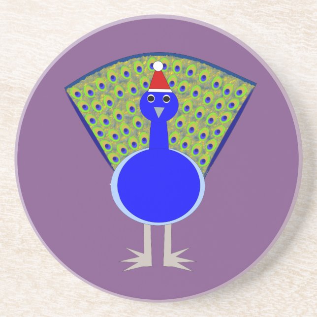 Funny Christmas Peacock Getränkeuntersetzer (Vorne)