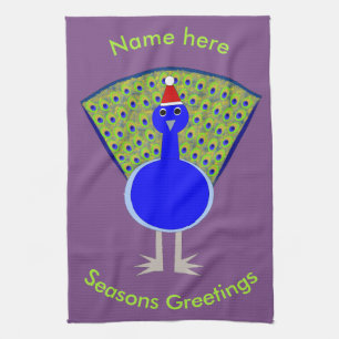 Funny Christmas Peacock Personalisiert Geschirrtuch
