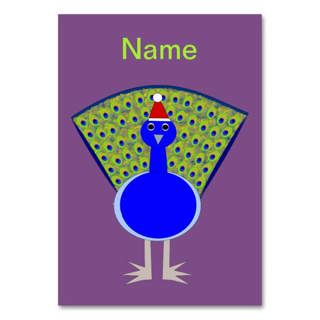 Funny Christmas Peacock Personalisiert Tischnummer (Vorderseite)
