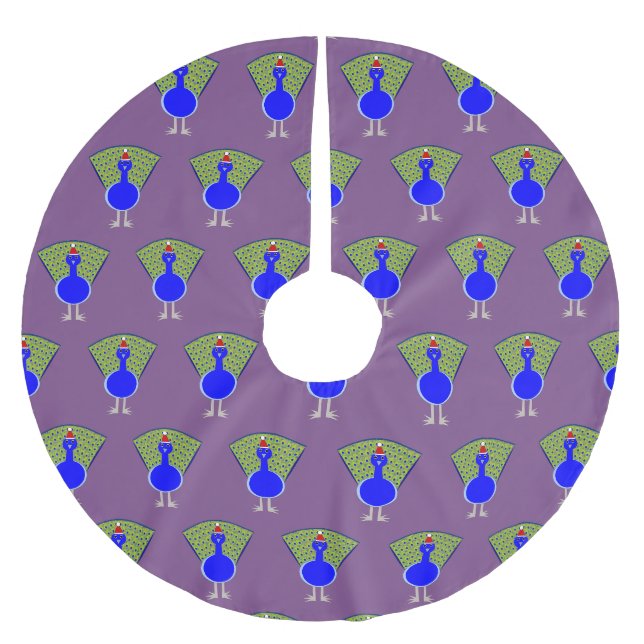 Funny Christmas Peacock Polyester Weihnachtsbaumdecke (Vorderseite)