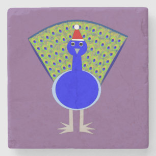 Funny Christmas Peacock Steinuntersetzer