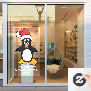 Funny Christmas Penguin Custom Words Fenster Klamm Fensteraufkleber