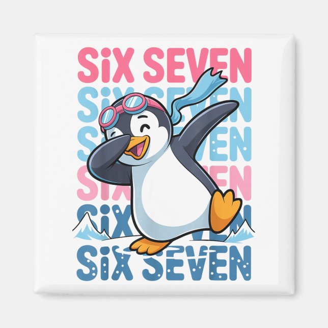 Funny Christmas Penguin Dabbing Xmas Dab Six Seven Magnet (Vorne)