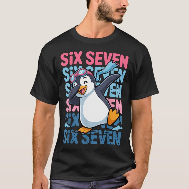 Funny Christmas Penguin Dabbing Xmas Dab Six Seven T-Shirt (Vorderseite)