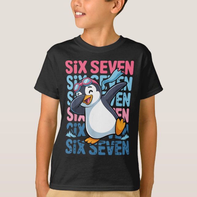 Funny Christmas Penguin Dabbing Xmas Dab Six Seven T-Shirt (Vorderseite)