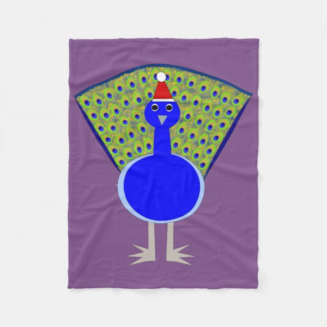 Funny Christmas Pfau Fleecedecke (Vorderseite)