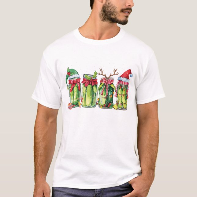 Funny Christmas Pickle, Retro Dosen Lover T-Shirt (Vorderseite)