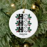 Funny Christmas Pickleball Ho Ho Ho Ho, Custom Fot Keramik Ornament<br><div class="desc">Ein super lustiges Pickleball Weihnachtsschmuck mit "Ho Ho Ho" im festlichen pickleball Text umgeben von Heiligen und Beeren. Fügen Sie Ihren eigenen Text in das Foto vorne und Pickleball Player auf der Rückseite. Ein ideales Urlaubsgeschenk für Ihren Pickleball-Partner,  den Geheimsanta,  Coach,  Teamkoordinator oder alle,  die diesen phantastischen Sport Lieben.</div>