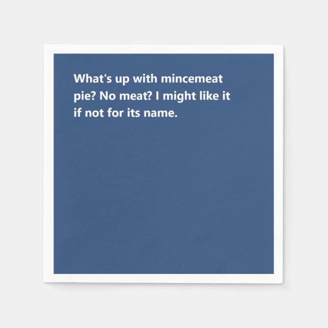 Funny Christmas Pie Gedicht Bold Blue Serviette (Vorderseite)