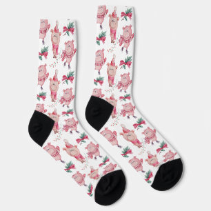Funny Christmas Pigs Pattern Socken