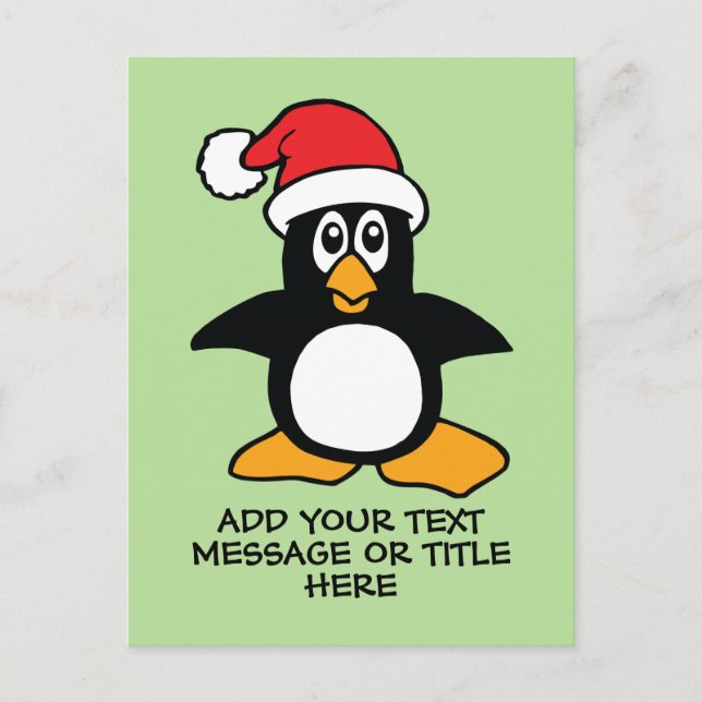 Funny Christmas Pinguin Custom Text Postkarte (Vorderseite)