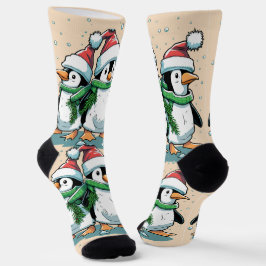Funny Christmas Pinguin mädchenhaft pink Socken