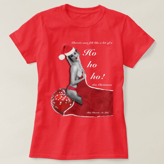 Funny Christmas Pinup Hoe Joke Ladys Xmas T - Shir T-Shirt (Design vorne)