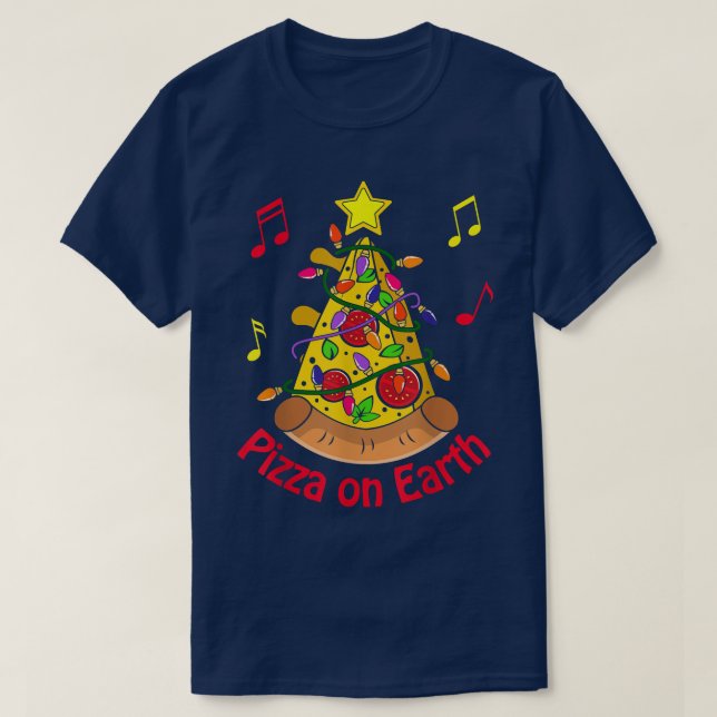 Funny Christmas Pizza Pub Weltfrieden Holiday T-Shirt (Design vorne)