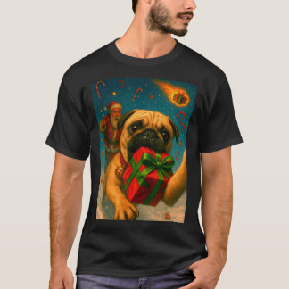 Funny Christmas Pug Shirt - Selfie With Santa Xmas