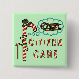 Funny Christmas Pun Citizen Cane Button