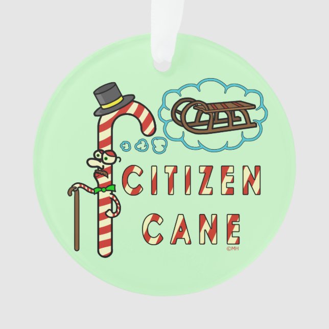 Funny Christmas Pun Citizen Cane Ornament (Vorderseite)