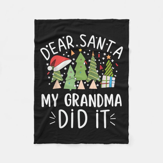 Funny Christmas Quote Sayings Dear Santa My Grandm Fleecedecke (Vorderseite)