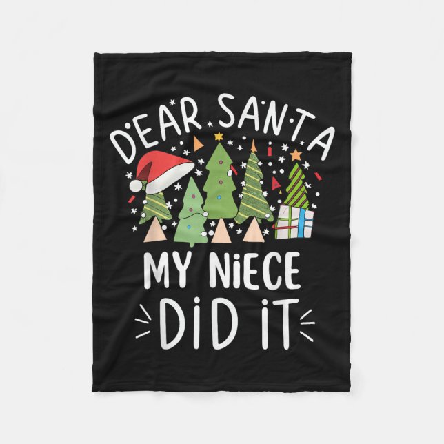 Funny Christmas Quote Sayings Dear Santa My Niece  Fleecedecke (Vorderseite)