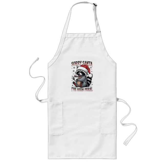 Funny Christmas Raccoon Apron Lange Schürze (Vorne)