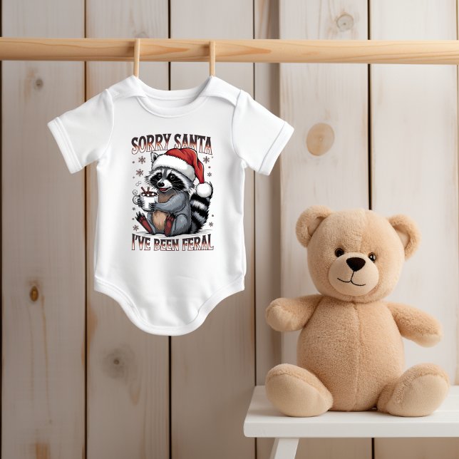 Funny Christmas Raccoon Baby Strampler (Personalize this cute Funny Christmas Raccoon. )