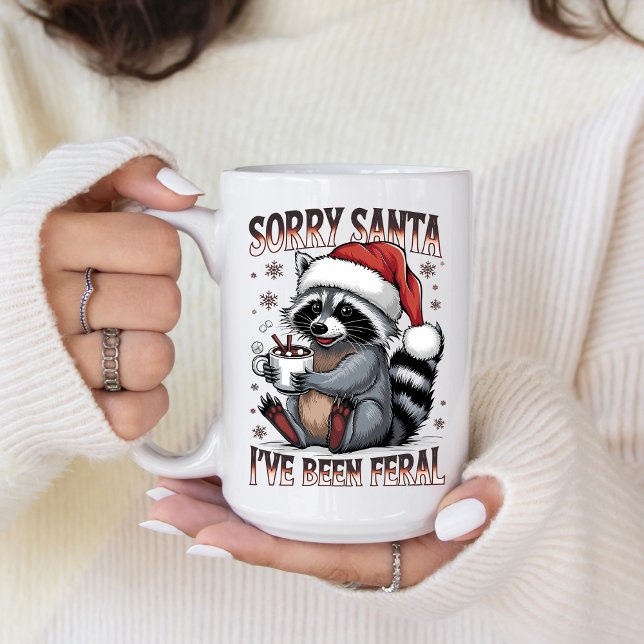 Funny Christmas Raccoon Coffee Mug Kaffeetasse (Personalize this cute Funny Christmas Raccoon coffee mug. )