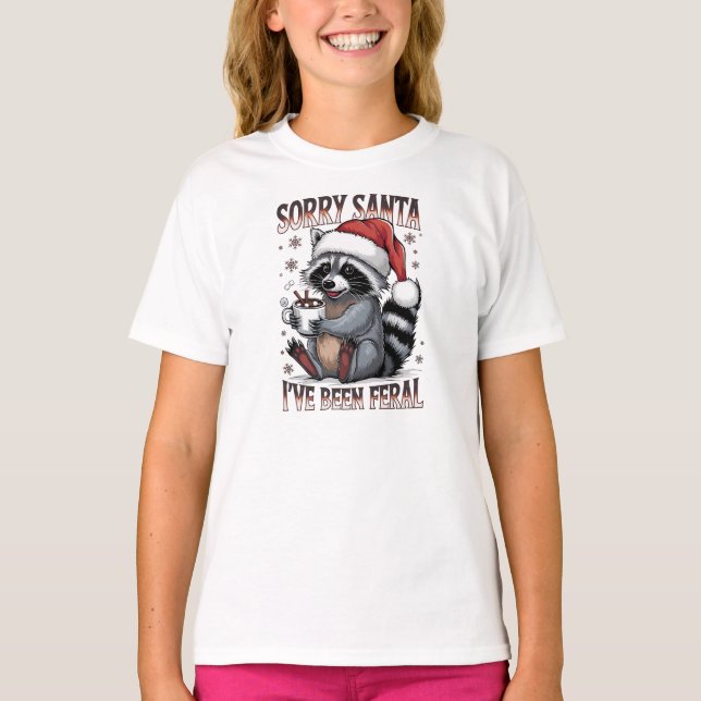 Funny Christmas Raccoon Girl T-shirt (Vorderseite)