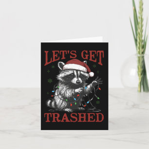 Funny Christmas Raccoon Holen Trashed Santa Feral  Karte