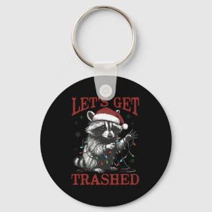 Funny Christmas Raccoon Holen Trashed Santa Feral Schlüsselanhänger