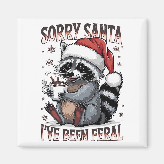 Funny Christmas Raccoon Magnet (Vorne)