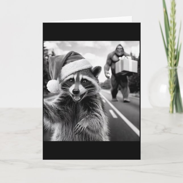 Funny Christmas Raccoon Shirt Raccoon Selfie With  Karte (Vorderseite)