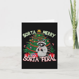 Funny Christmas Raccoon Sorta Merry Sorta Santa Fe Karte