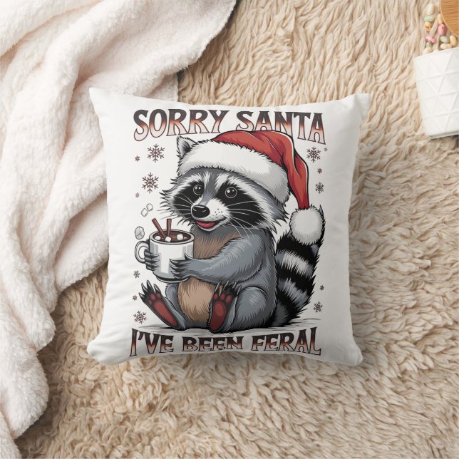 Funny Christmas Raccoon Throw PIllow Kissen (Decke)