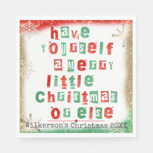 Funny Christmas Ransom Note vom Weihnachtsmann Serviette